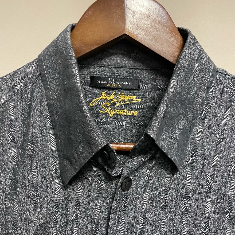 Jack Lipson Signature Grey Long Sleeve Button Down Dress Shirt Men’s Medium - Picture 2 of 11